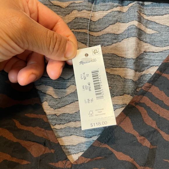 Madewell V-neck Mini Dress Women's Abstract Animal Size 10 Brown Black - Picture 7 of 7